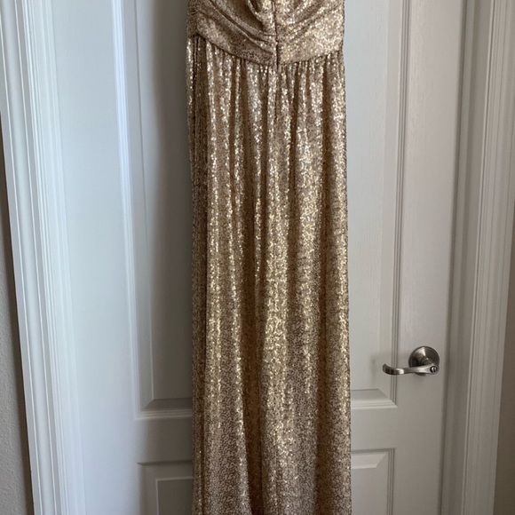 Amsale Gold Sequin Evening Gown Size 0 - Picture 3 of 6